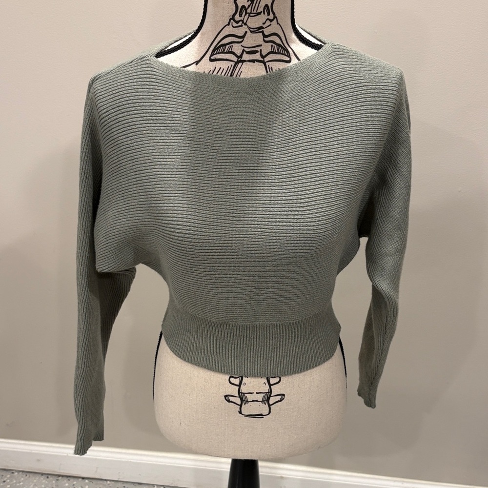 Petal & Pup Olive Crew Neck Sweater NWOT